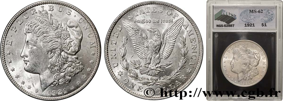 UNITED STATES OF AMERICA 1 Dollar Morgan 1921 Philadelphie MS62 autre