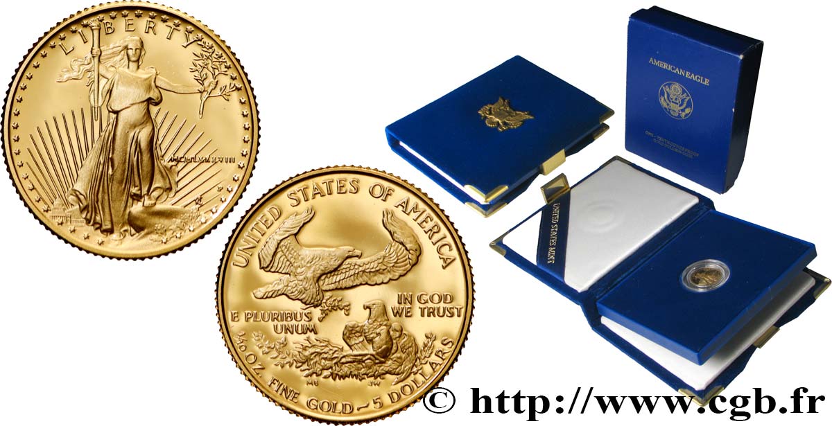 ÉTATS-UNIS D AMÉRIQUE 1/10 once ou 5 Dollars Proof 1988 Philadelphie FDC