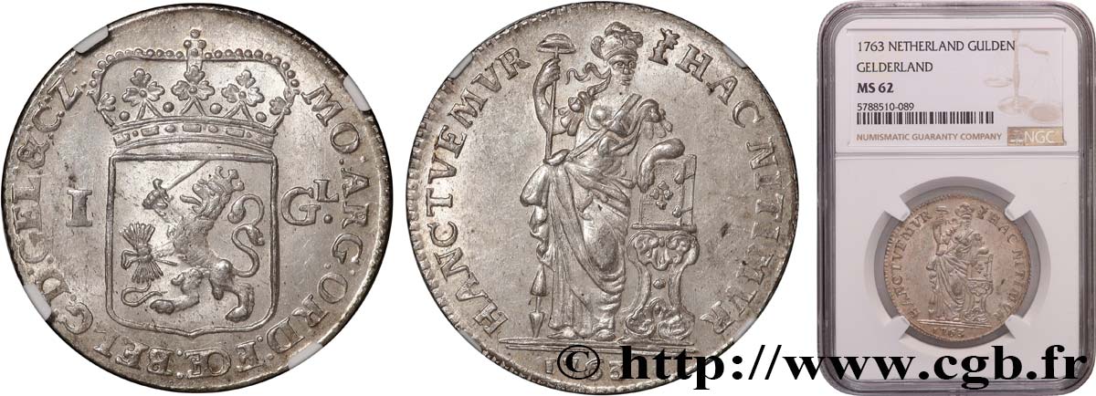 PROVINCES-UNIES - GUELDRE 1 Gulden 1763  SUP62 NGC