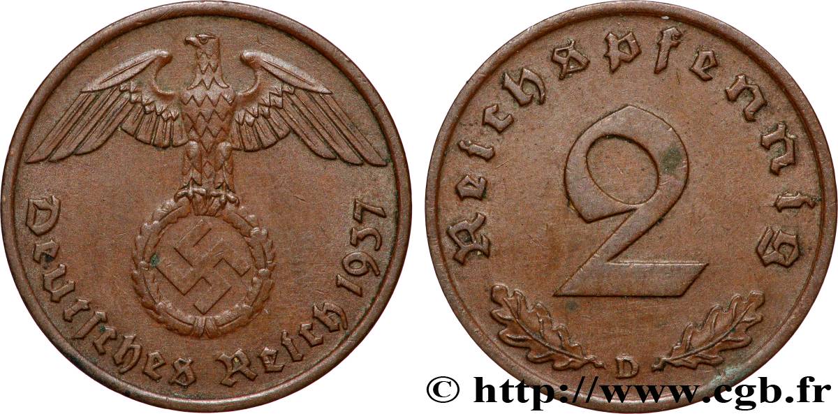 ALLEMAGNE 2 Reichspfennig 1937 Munich TTB+