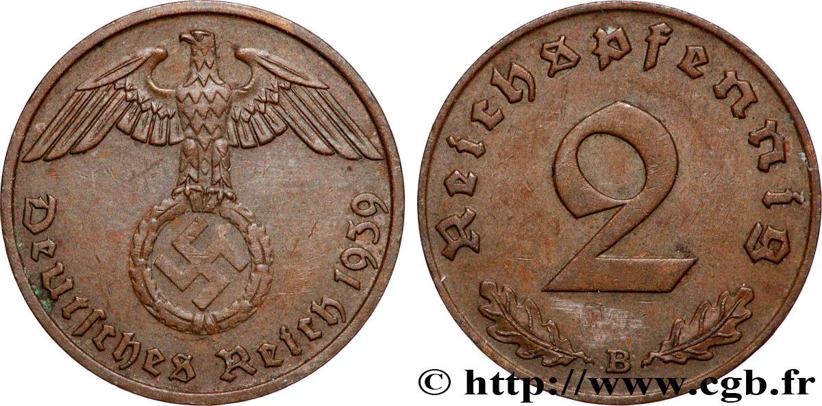 DEUTSCHLAND 2 Reichspfennig 1939 Vienne fVZ