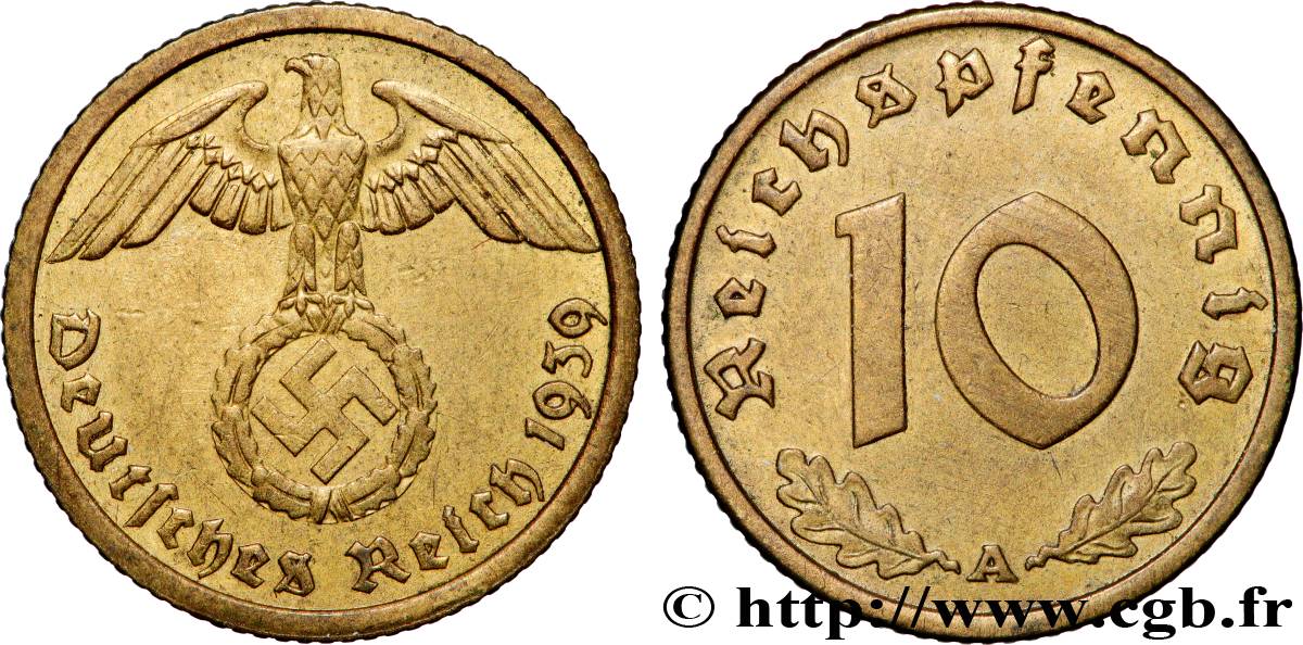 ALEMANIA 10 Reichspfennig 1939 Berlin MBC