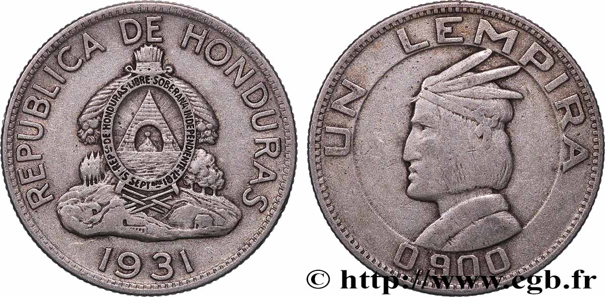 HONDURAS 1 Lempira 1931 Philadelphie VF