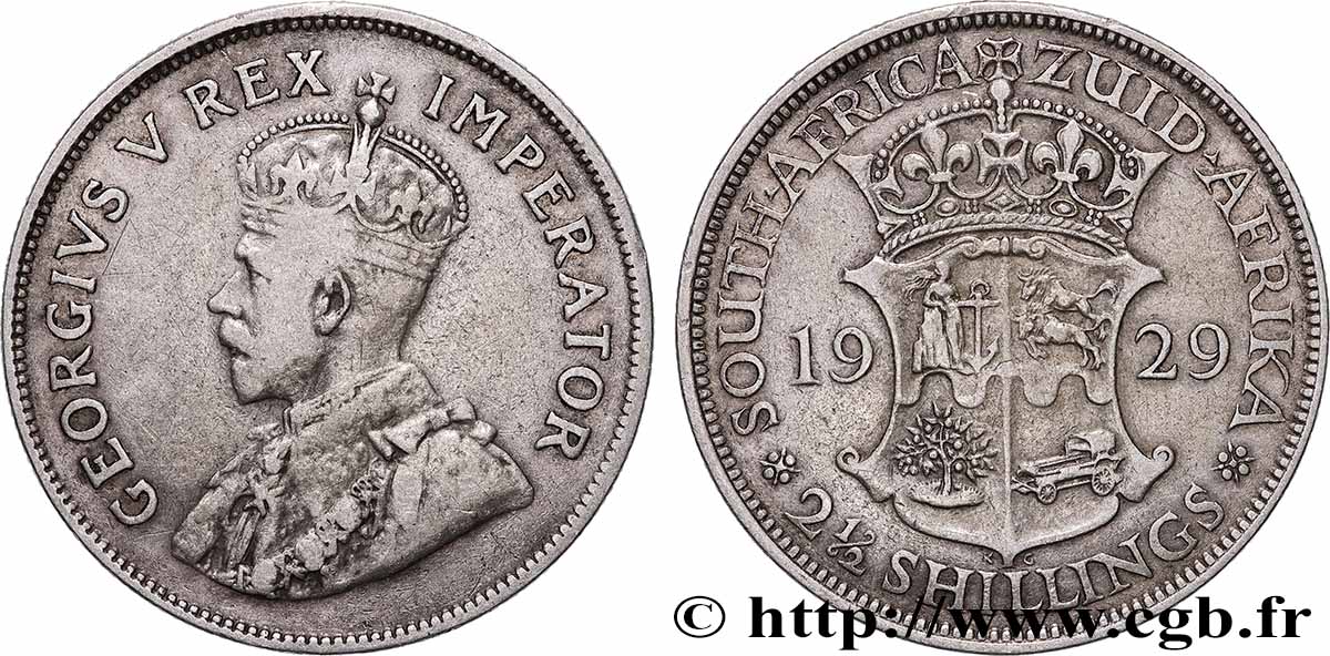 AFRIQUE DU SUD - UNION SUD-AFRICAINE - GEORGES V 2 1/2 Shilling 1929  TB+