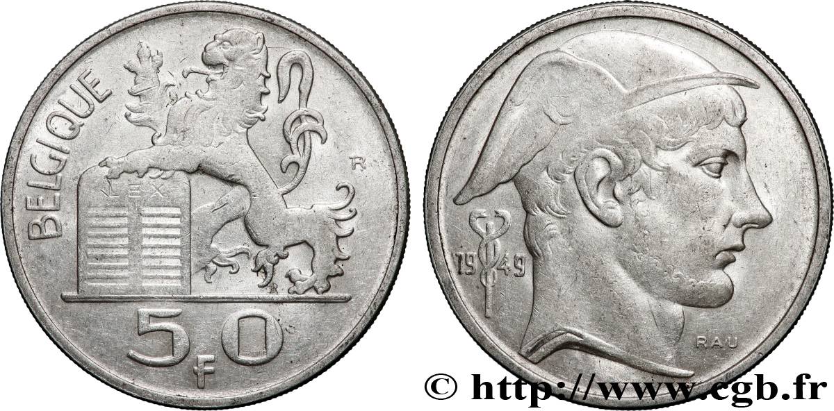 BELGIQUE 50 Francs Mercure, légende française 1949 Bruxelles TTB