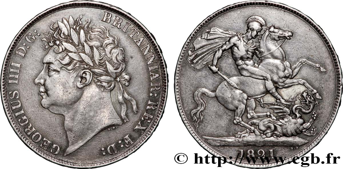GREAT BRITAIN - GEORGE IV 1 Crown variété “SECUNDO” 1821 AU