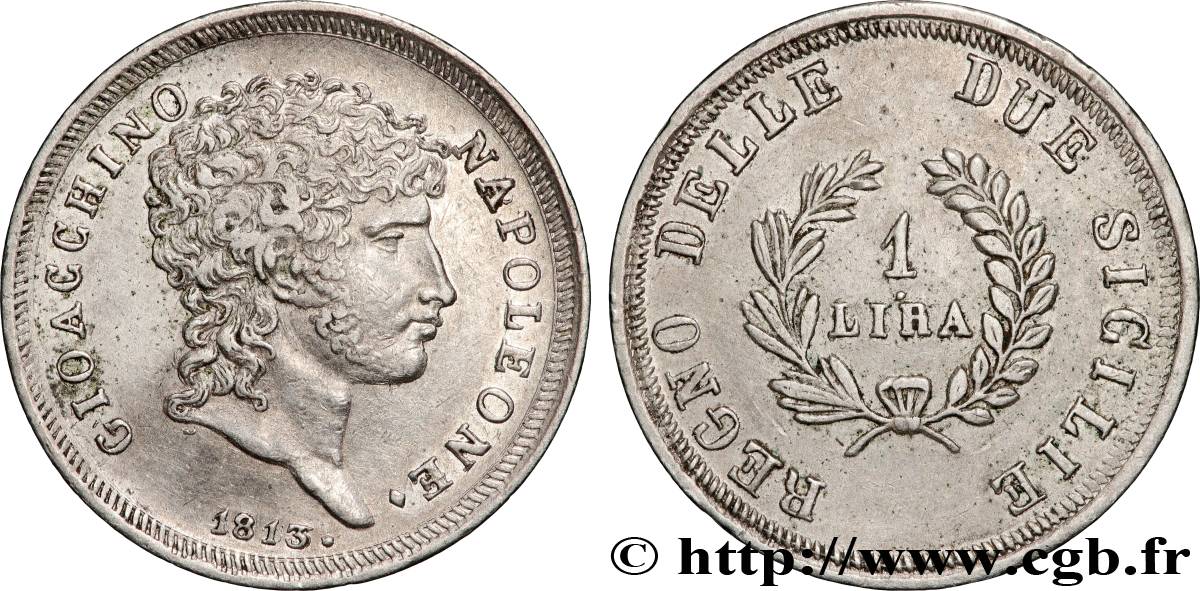 ITALIE - ROYAUME DE NAPLES - JOACHIM MURAT 1 Lira 1813 Naples TTB+