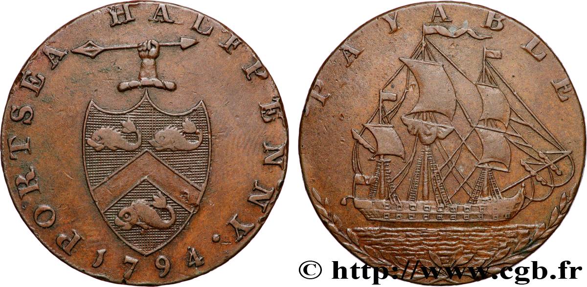 BRITISH TOKENS 1/2 Penny Portsea (Hampshire) George Edward Sargeant 1794 XF
