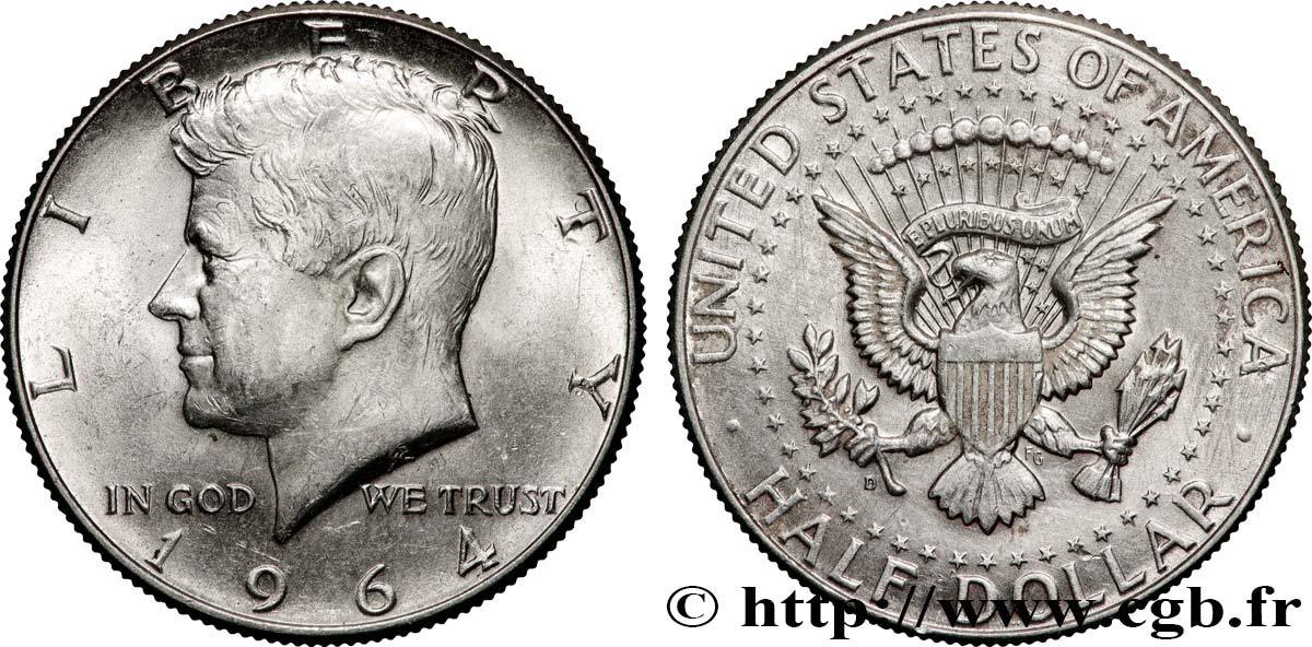 UNITED STATES OF AMERICA 1/2 Dollar Kennedy 1964 Philadelphie AU