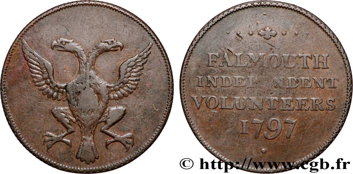 ROYAUME-UNI (TOKENS) 1/2 Penny Cornwall - Falmouth 1797  TB+
