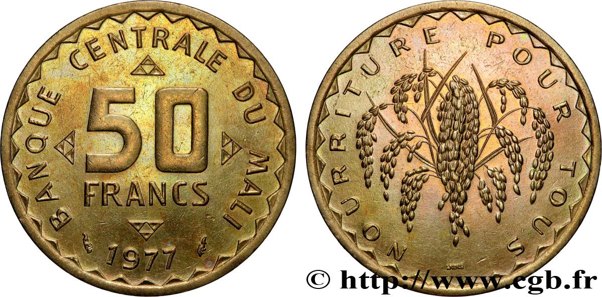 MALI 50 Francs plant de mil 1977 Paris SUP
