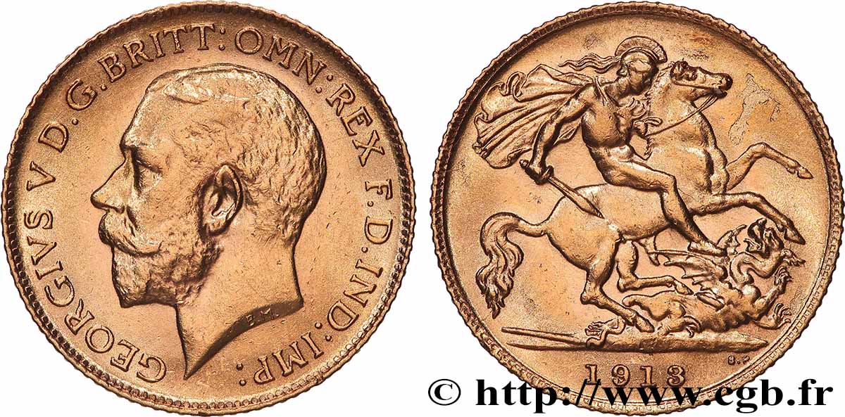 GOLD, PALLADIUM & PLATINUM INVESTMENT 1/2 Souverain Georges V
1913 Londres AU