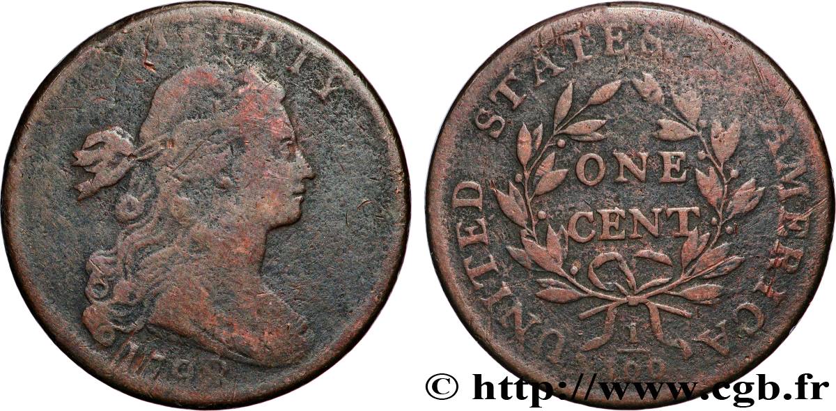 VEREINIGTE STAATEN VON AMERIKA 1 Cent type au buste drapé  - 2e type 1798  fS