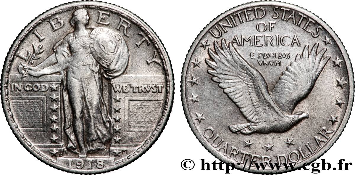 VEREINIGTE STAATEN VON AMERIKA 1/4 Dollar Liberty 1918 Denver fVZ
