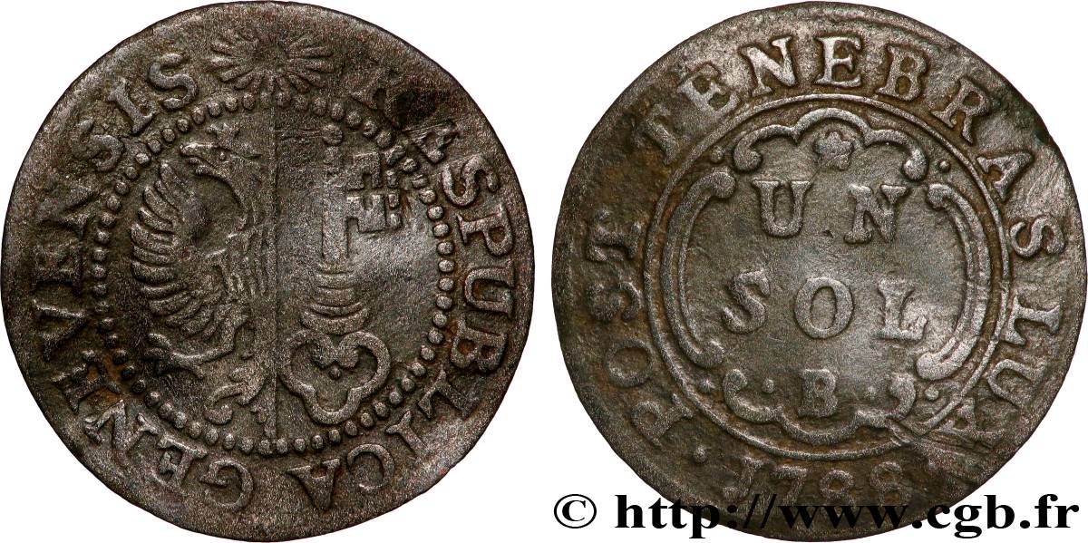 SWITZERLAND - REPUBLIC OF GENEVA 1 Sol - République de Genève B 1788  VF