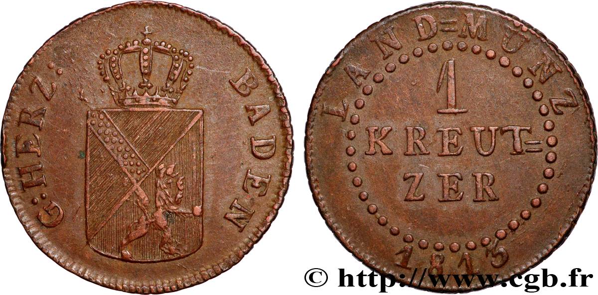 GERMANY - BADEN 1 Kreuzer 1813 XF
