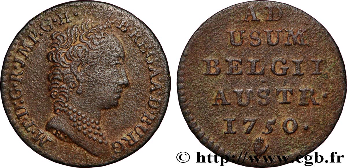BELGIUM - AUSTRIAN NETHERLANDS 1 Liard Marie-Thérèse 1750 Anvers VF
