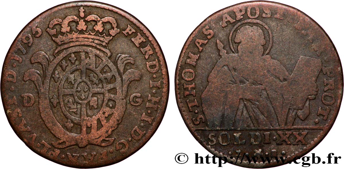 ITALY - PARMA 20 Soldi St Thomas 1795 Parme VF