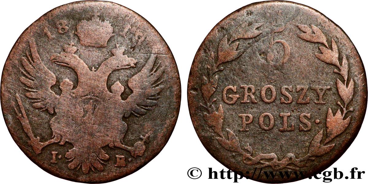 POLOGNE - ROYAUME DE POLOGNE - ALEXANDRE Ier 5 Groszy  1818 Varsovie TB