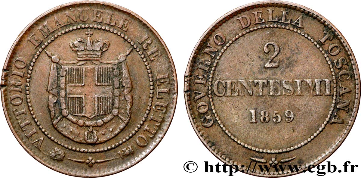ITALIE - TOSCANE 2 Centesimi 1859 Birmingham TTB