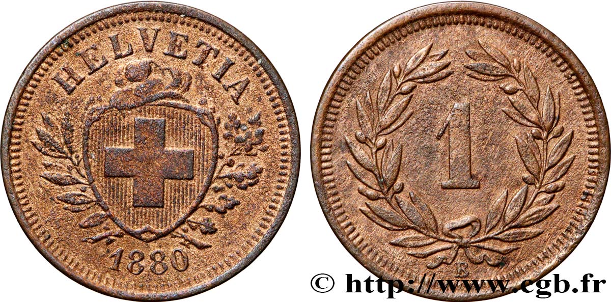 SWITZERLAND 1 Centime (Rappen) 1880 Berne AU
