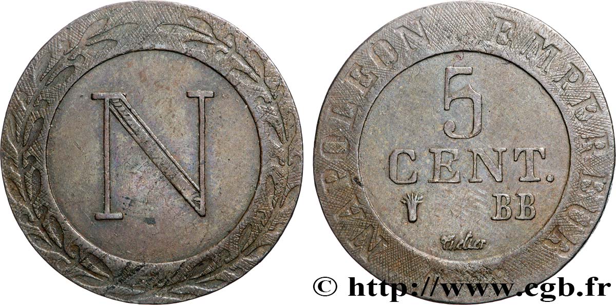 GERMANY - KINGDOM OF WESTPHALIA - JÉRÔME NAPOLÉON 5 Centimes 1808 Strasbourg XF