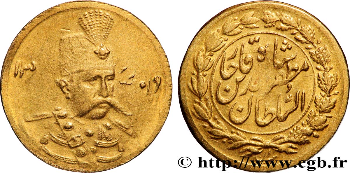 PERSE - MOUZAFFAR ED-DIN CHAH 1/2 Toman AH 1319 1902  TTB+