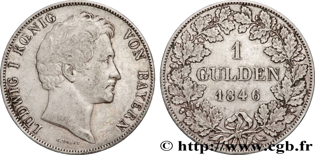 ALLEMAGNE - ROYAUME DE BAVIÈRE - LOUIS Ier 1 Gulden 1846 Münich TTB