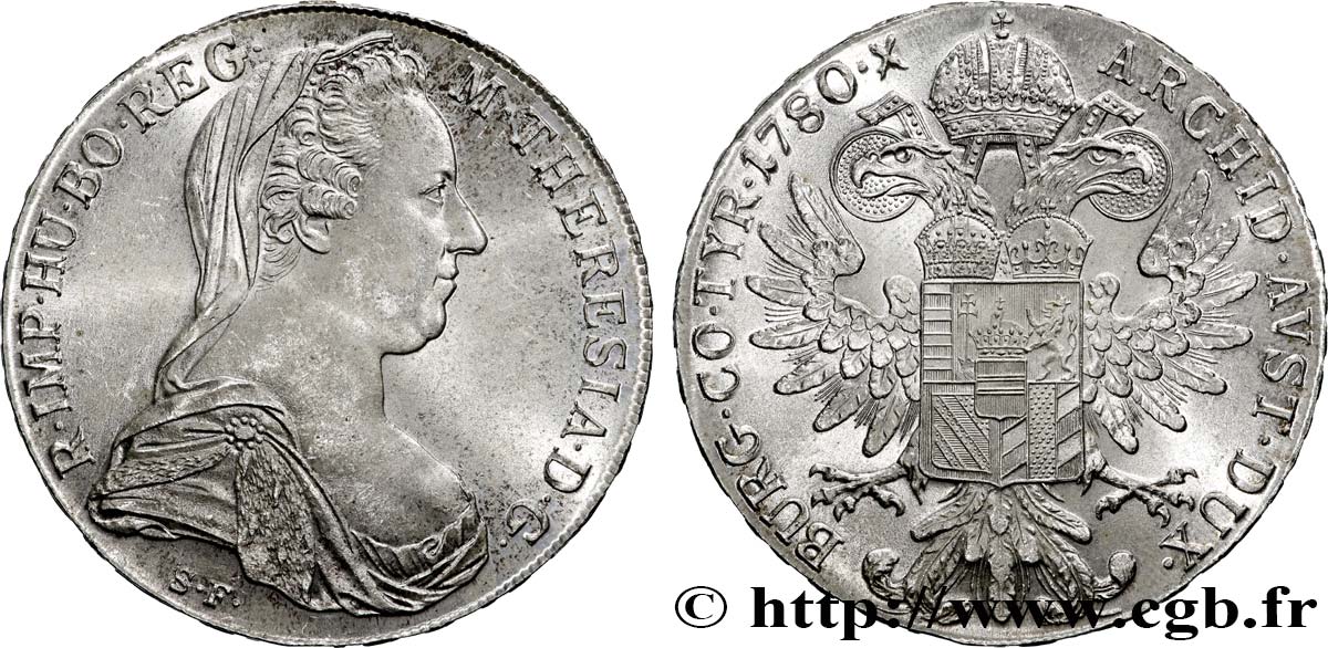 ARGENT D INVESTISSEMENT 1 Thaler (REFRAPPE) Marie-Thérèse 1780 Vienne SPL