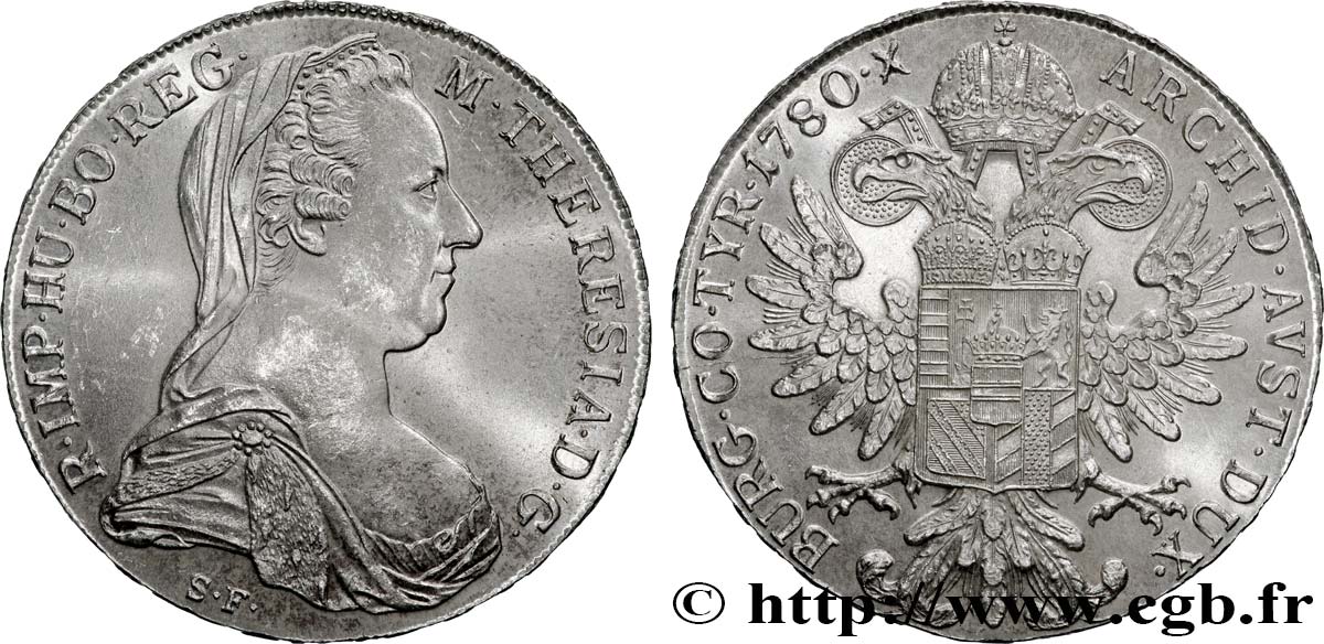 ARGENT D INVESTISSEMENT 1 Thaler (REFRAPPE) Marie-Thérèse 1780 Vienne SPL