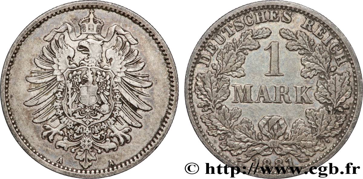 GERMANY 1 Mark Empire 1e type 1881 Berlin XF