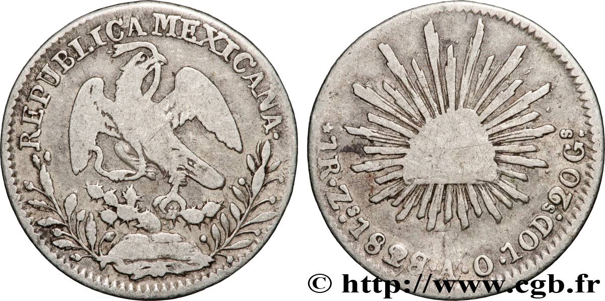 MEXIQUE 1 Real aigle 1828 Zacatecas TB+