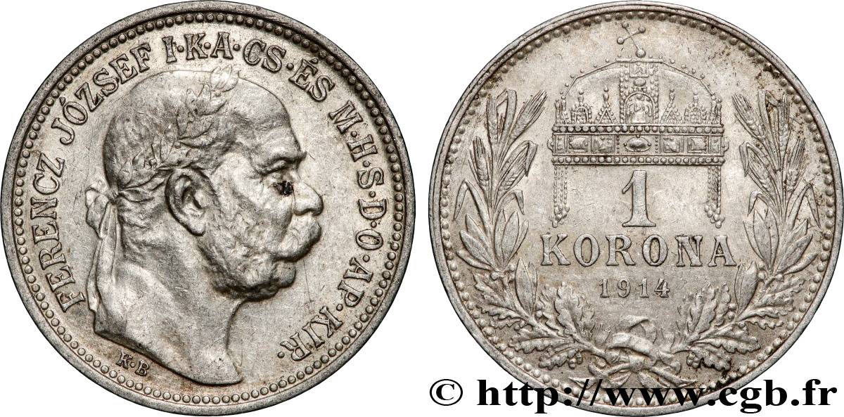HONGRIE 1 Korona François-Joseph 1914 Kremnitz TTB+