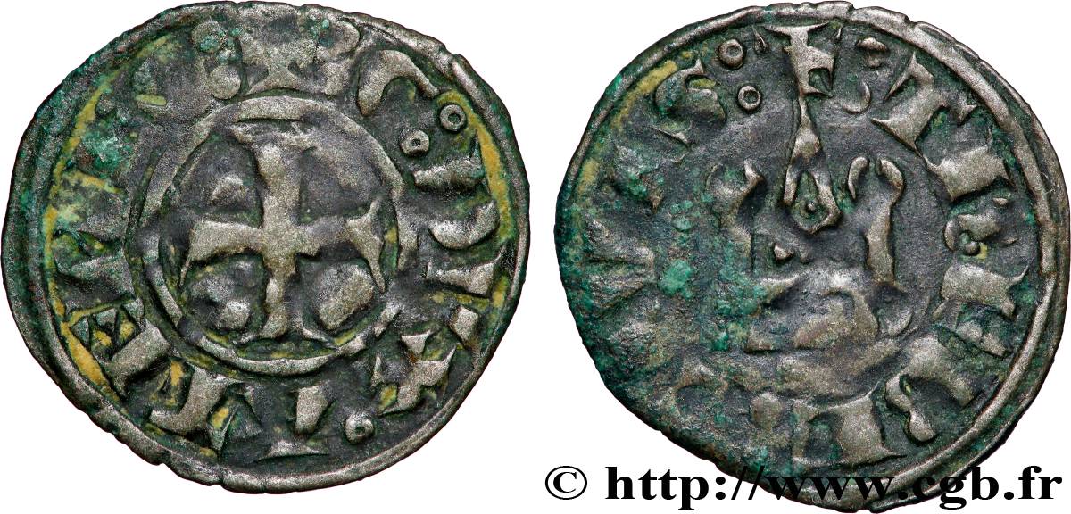 CROISADES - DUCHÉ D ATHÈNES - GUI II DE LA ROCHE Denier tournois n.d. Athènes TB+
