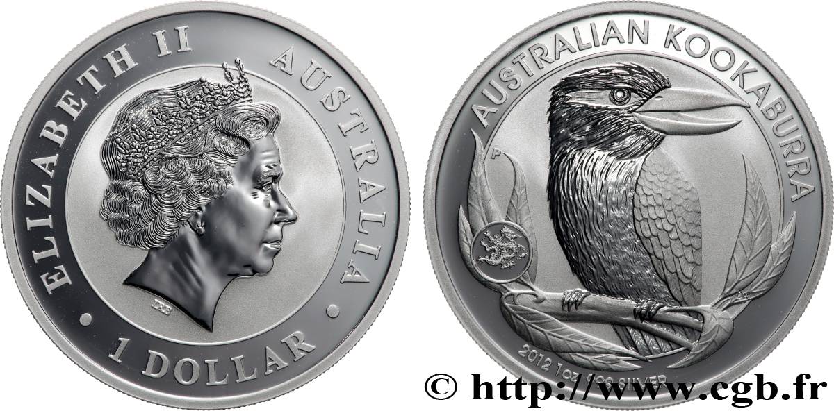 AUSTRALIE 1 Dollar kookaburra Proof, contremarque dragon 2012 Perth FDC