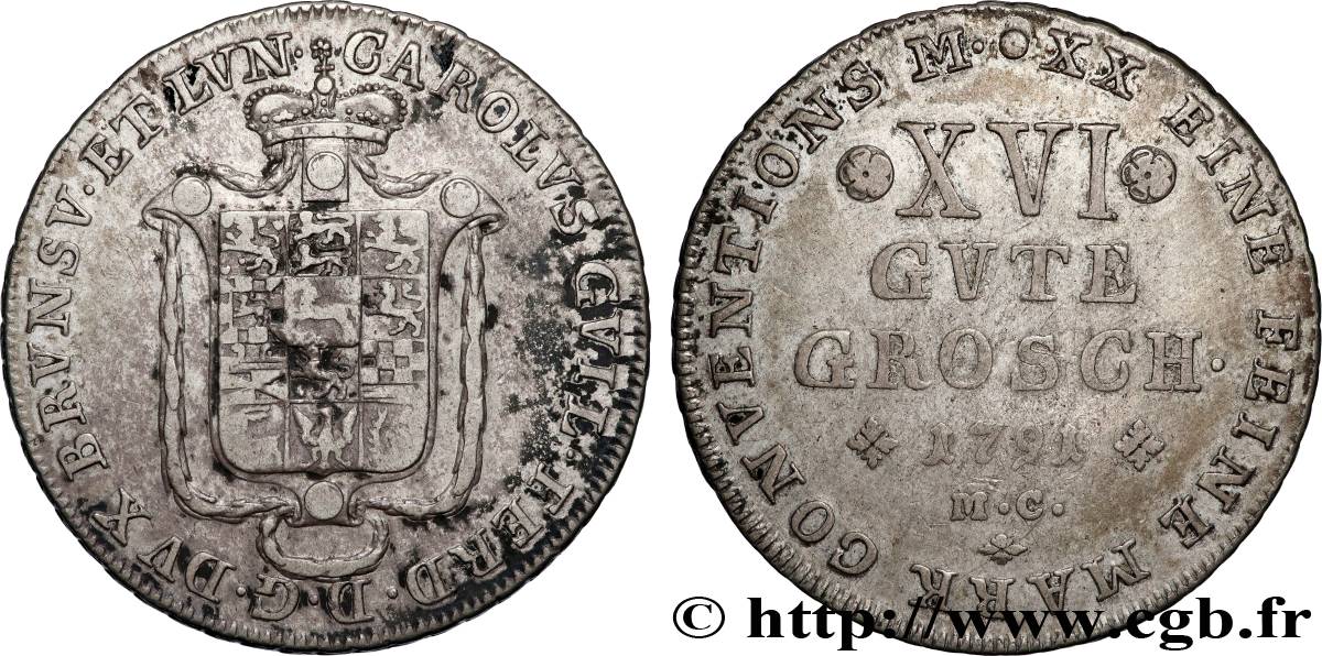 ALLEMAGNE - BRUNSWICK 16 Gute Groschen 1791 Brunswick TTB