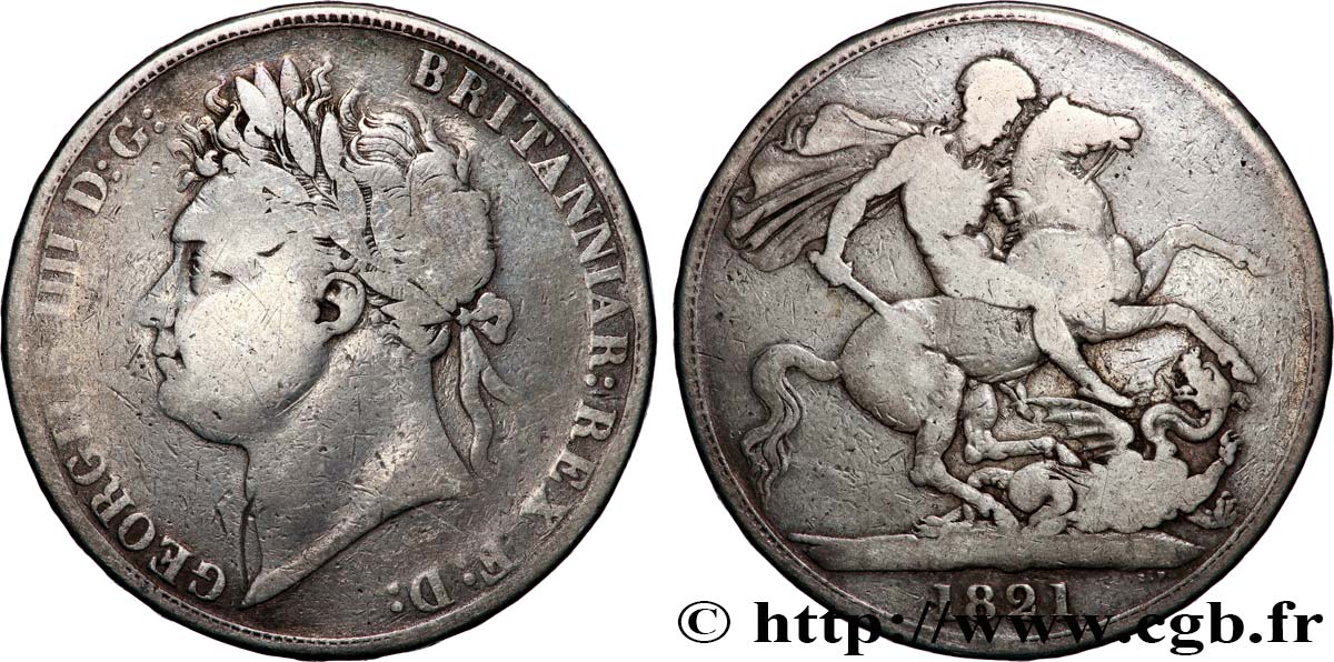 GREAT BRITAIN - GEORGE IV 1 Crown  1821  VF