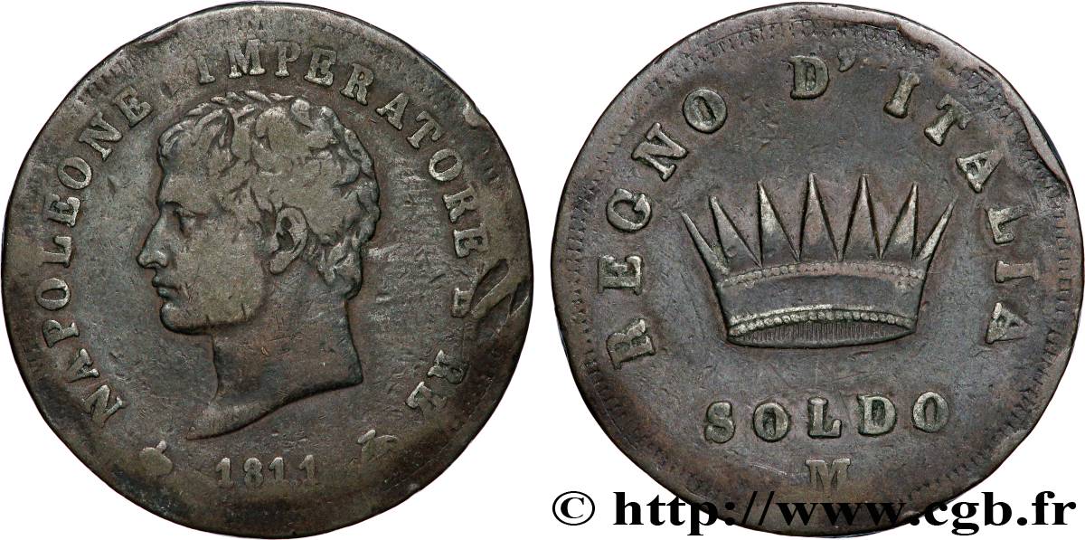 ITALIEN - Königreich Italien - NAPOLÉON I. 1 Soldo 1811 Milan fSS