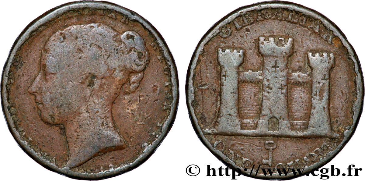 GIBRALTAR 1 Quart Victoria 1842 TB