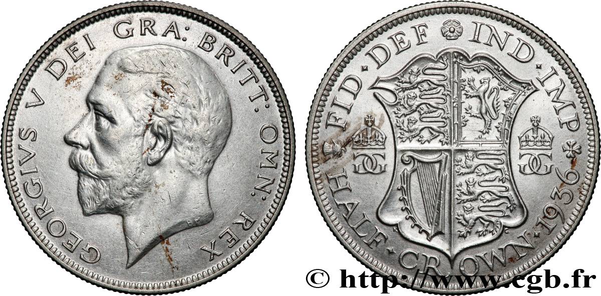 ROYAUME-UNI 1/2 Crown Georges V 1936 TTB