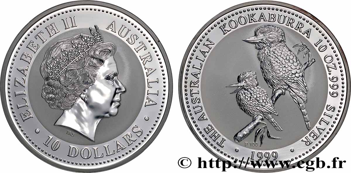AUSTRALIA 10 Dollars Proof (10 oz) Elisabeth II / Kookaburra 1999  MS