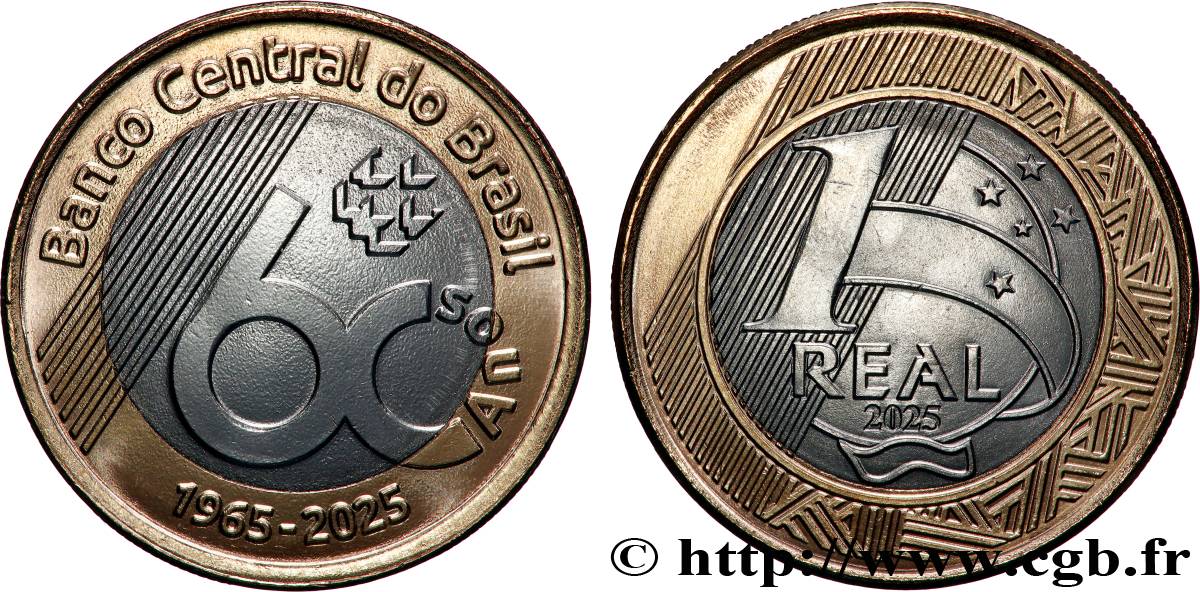 BRÉSIL 1 Real 60e anniversaire de la Banque Centrale 2025 Rio de Janeiro SPL