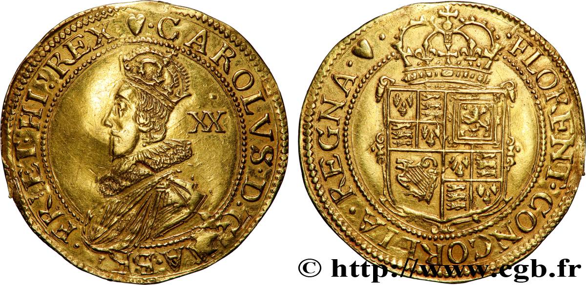 ANGLETERRE - ROYAUME D ANGLETERRE - CHARLES Ier 20 (XX) Shillings n.d. Londres TTB+