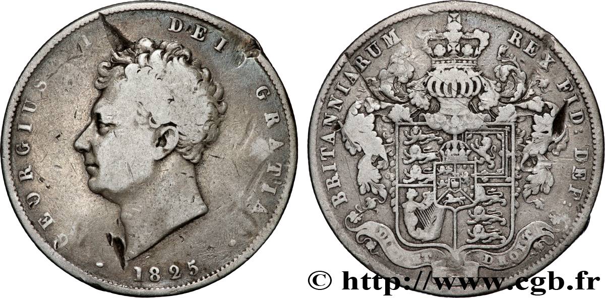 GRANDE-BRETAGNE - GEORGES IV 1/2 Crown  1825 Londres TB+