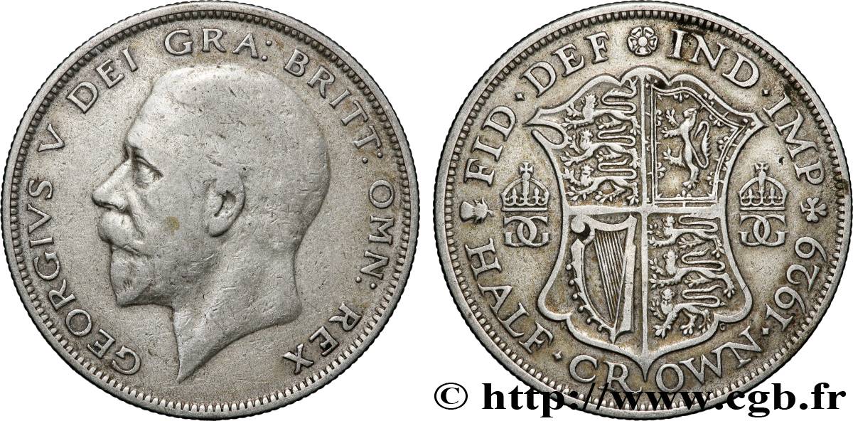 ROYAUME-UNI 1/2 Crown Georges V 1929 Londres TB/TB+