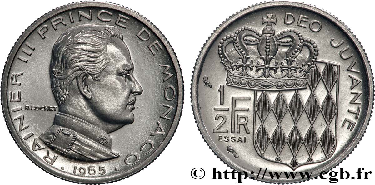 MONACO Essai de 1/2 Franc Rainier III 1965 Paris fST