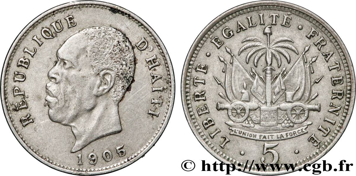 HAÏTI 5 Centimes Président Nord Alexis 1905 Waterbury TTB