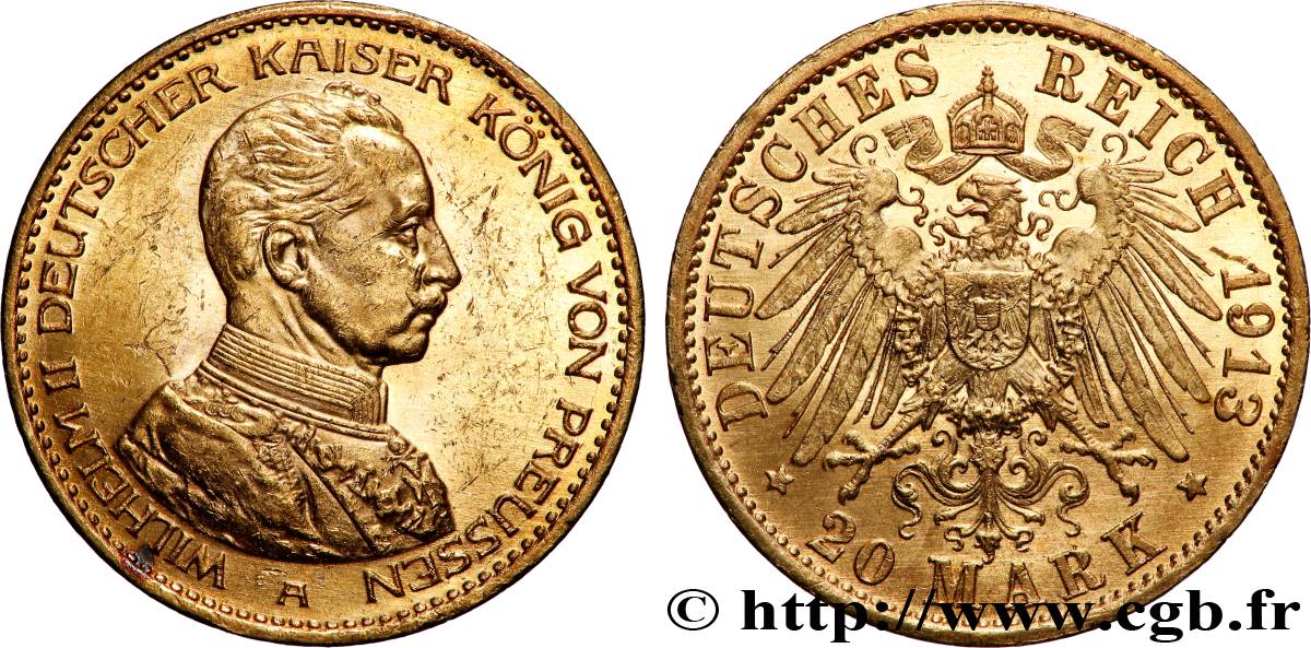 OR, PALLADIUM ET PLATINE INVESTISSEMENT 20 Mark Guillaume II 1913 Berlin SUP