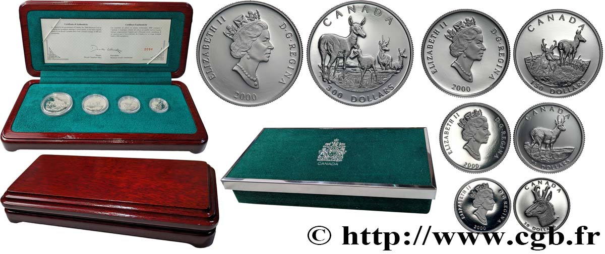CANADá
Coffret Proof Platine - 4 monnaies Antilope d’Amérique (Pronghorn antelope) 2000 Prueba