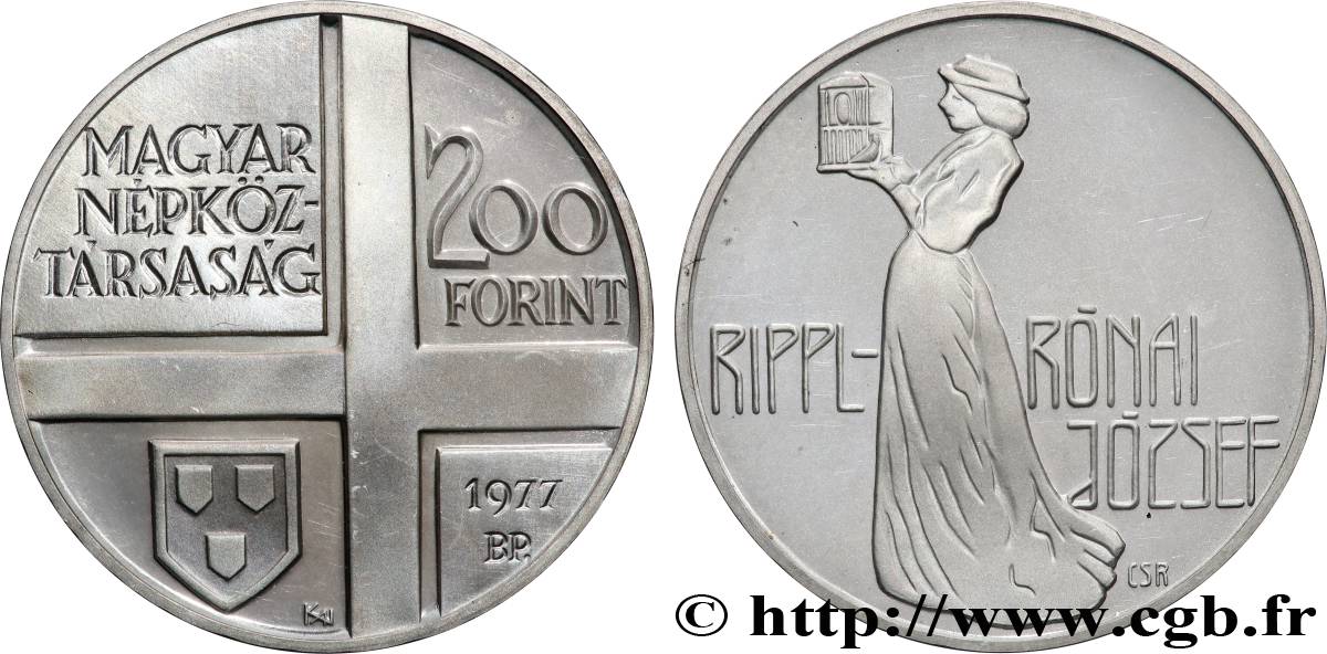 HONGRIE 200 Forint Proof 50e anniversaire de la mort du peintre József Rippl-Rónai 1977 SPL